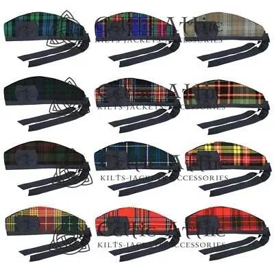 GLENGARRY Cap Scottish Tartan Military Piper Glengarry Bonnet Cap ( Set 1 ) • $27.50