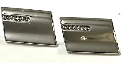 Pair Vintage Cufflinks Silver Tone Men's Art Deco Modern Industrial Design • $8