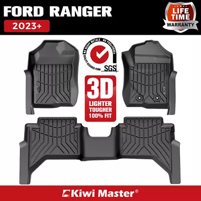 Kiwi Master 3D TPE Car Floor Mats Liner Fit 2023+ Ford Ranger Next Gen • $159.95