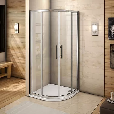 Quadrant Sliding Shower Enclosure 6mm Glass Door Corner Entry Cubicle And Tray • £132