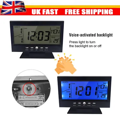 LCD Digital Table Alarm Clock Table Clock With Time Date Thermometer Calendar • £8.99