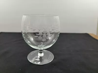 Vintage Etched Floral Clear Glass Footed Brandy Cognac Snifter • $13.99