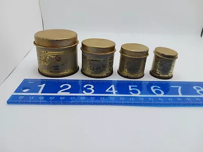 Vintage 1930-40s  Set Of 4 Gold Metal Canisters Farmhouse Retro Play Mini Doll  • $30