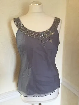 Maria Grachvogel Silk Top Grey Embellished Lined Stunning New With Tags • £12.99