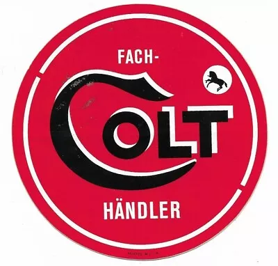 Vintage Colt Firearms Registered Dealer Window Door Decal Sticker German 1972 • $14.99