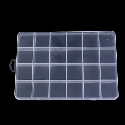 24 Compartments Plastic Box Case Jewelry Bead Storage Container Craft Organi_-_ • $6.91