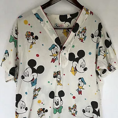 Vintage Club Mickey Mouse Nightgown Pajamas Women's M - L Shirt Disney RARE AOP • $49.99