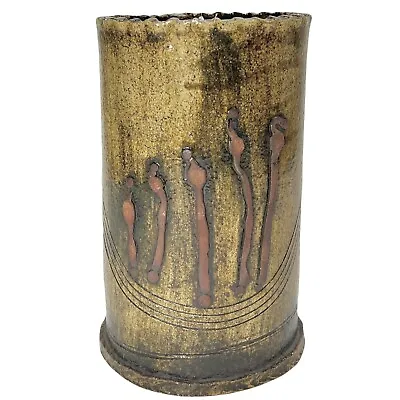 Vintage 1973 Roggow Mid Century Modern Brutalist Candles Art Pottery 10  Vase • $45