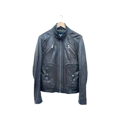 D & G Gorgeous Preloved Dolce & Gabbana Brown Soft Leather Jacket Size Uk Medium • £195