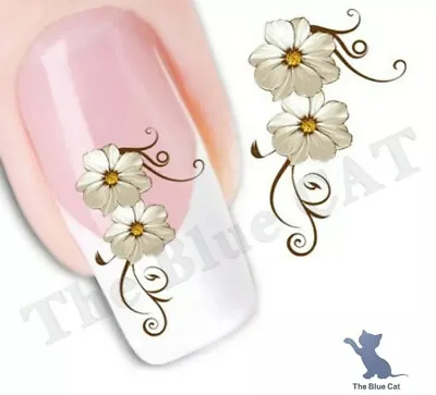 Nail Art Water Decals Stickers Transfers Spring 2021 Beautiful Daisy Flowers  • £1.75