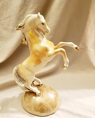 Vintage 1980's Porcelain 9  Rearing Horse Iridescent Gilded Signed • $9.99
