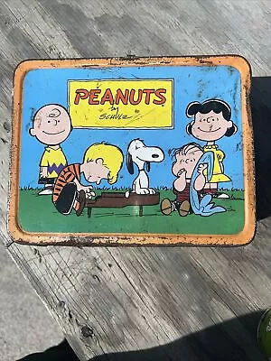 Vintage 1959 Thermos Peanuts Snoopy Metal Lunchbox With Glass Thermos • $32.95