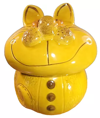 Vintage CHESHIRE CAT COOKIE JAR Gold Like Disney's Alice In Wonderland Decor • $50