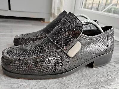 River Island Black Snake Skin Style Shoes UK Size 11 Mens Smart Fashion Slip On • £20