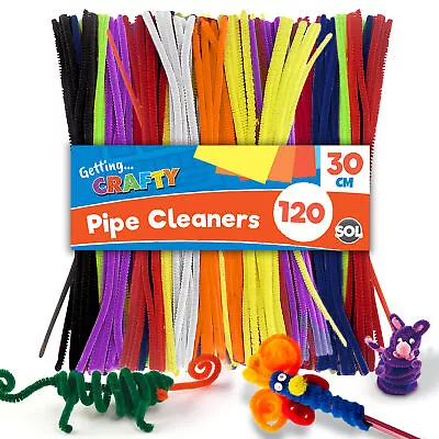 120 High Quality Pipe Cleaners Chenille Craft Stems Assorted Colours 30cm Long • £3.99