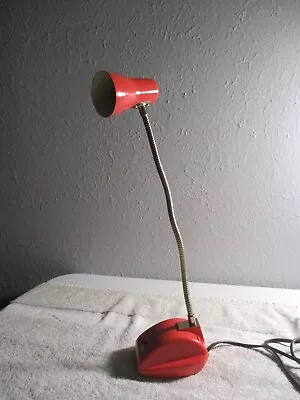 Vintage Mid Century Adjustable Gooseneck Table Desk Lamp Coral Pink Japan • $89.99