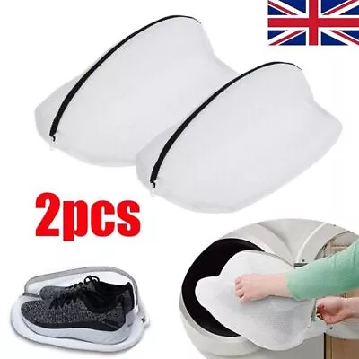 2PCS Mesh Laundry Bag For Trainers Shoes Boot With Zips For Washing Machines NEW • £5.29