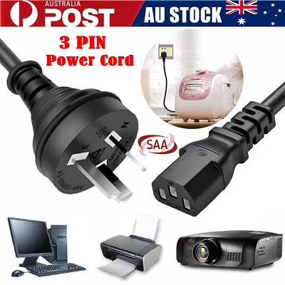 1.5m Mains Power Lead Cable Cord 3 Pin To IEC AU Plug 240V For TV Printer Kettle • $7.99