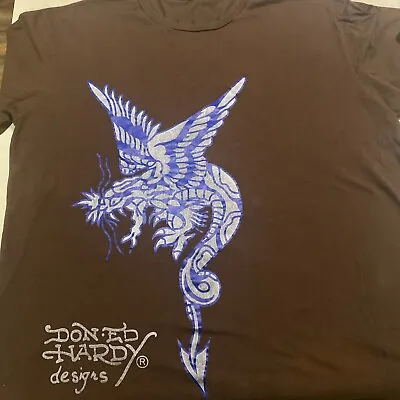 Ed Hardy Shirt Mens 5XL Graphic Tee Crewneck XXXXXL Brown Blue Dragon • $28