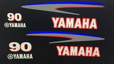 Yamaha 90HP Outboard Engine Decals Sticker Set Reproduction Red Outlined Set • $59.99