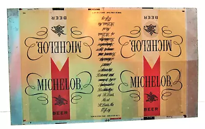 Vintage Michelob Beer Unrolled Flat Beer Can Error Label Sheet Sign • $26.99