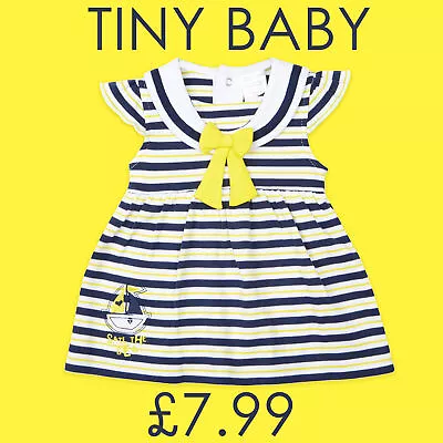 Premature Baby Girl's Nautical Sailor Striped One Piece Occasion Vintage Dress • £7.99