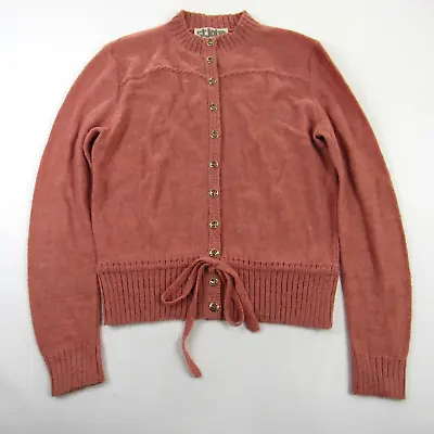 Vintage St John Cardigan Sweater Womens Small Pink Knit Tie Waist Button Front • $26.60