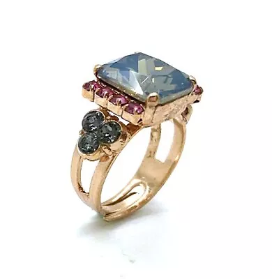 Mariana Ring Light Rose & Indian Sapphire Swarovski Crystals Madagascar Afric... • $75