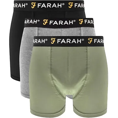 Farah Mens Karlos 3 Pack Elasticated Underwear Boxers Boxer Shorts - Assorted • £16.95