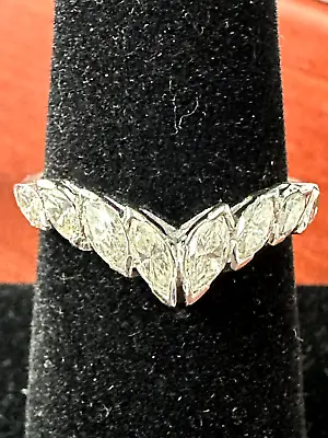 Stunning .70 Shimmering Diamond Ring Platimum V Shaped Setting 10% Iridium Size7 • $899.99
