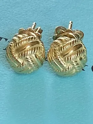 $2500 • Buy Tiffany & Co 18K Solid Gold Schlumberger Love Knot Rope Stud Earrings 7.6 Grams