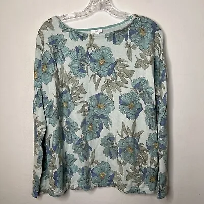 J Jill Sweater Blue Floral Size Medium Flaw Heavy Fabric Wear Piling • $19