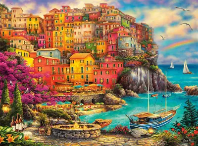 Mediterranean Cinque Terre Amalfi Coast Italy Ceramic Tile Mural Backsplash • $179