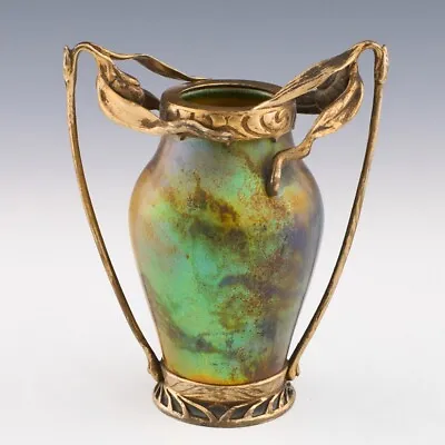 Zsolnay Pecs Eosin Lustred Vase With Ormolu Mounts 1898-1900 • £2825