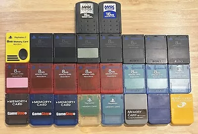 Lot Of 26 Assorted Memory Cards For PlayStation 1 & 2 Tested And Working • $229.99