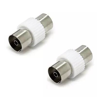 2x TV Aerial Female To Female Adapter Coaxial Cable Joiner Connector RF Coupler • £2.49