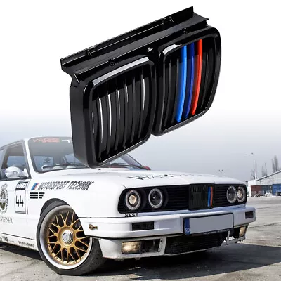 Gloss Black M-Color Kidney Grill For BMW E30 M3 325i 325ix 318IS 325e 1982-1994 • $30.98