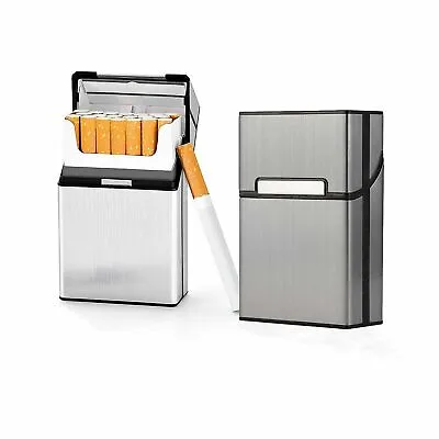 Cigarette Case Brushed Metal Cigarette Case With Magnetic Switch Flip Closure... • $9.93