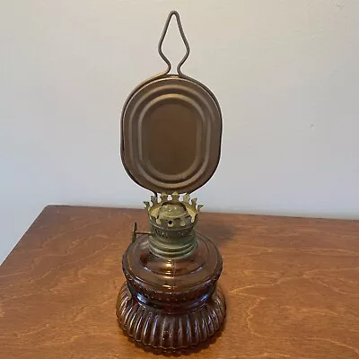 Vintage Amber Handy Lamp Made In Japan Oil/w Bronze Reflector And Hanger • $15