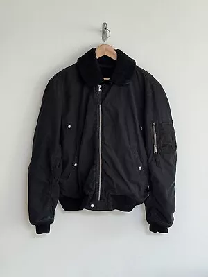 Allsaints “Faro” Heavy Weight Bomber / Flight Jacket Black Sherpa Collar Medium • $51.78