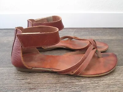 Klimatsakis Leather Greek Sandals Ankle Strap Thong Sz. 39 • $9