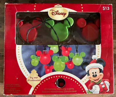 Gemmy Disney Mickey Mouse Head Green & Red Dancing Christmas Lights NEW Battery • $37.49