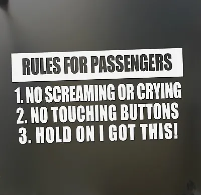 $2.99 • Buy Rules For Passengers Funny Sticker Racing JDM Car Truck Diesel Ford Window Decal