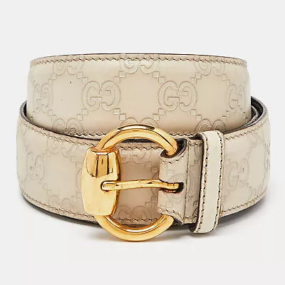 Gucci Beige Guccissima Leather Buckle Belt 90CM • $204.75