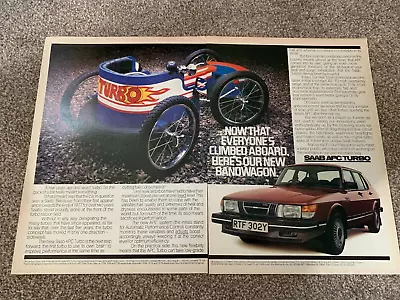 ULTRA RARE Modern Classic SAAB 900 APC TURBO CAR ADVERT Retro Man Cave 2 PAGES • $15.56