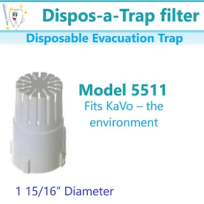 $59.95 • Buy Dental Dispos-A-Trap Vacuum Trap #5511 1 15/16,  Evacuation Trap Fits KaVo Envir