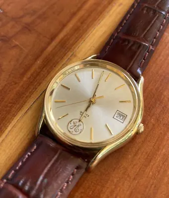 Vtg Jostens General Electric Co Men's Quartz Wrist Watch Swiss Made Works GE FAN • $84.99