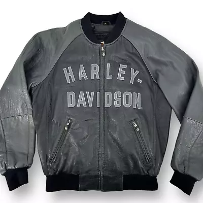 Vintage Harley Davidson 03 100 Year Leather Bomber Coat Size Medium Motorcycle • $190