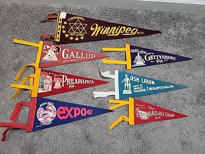 Vintage Small Souvenir Pennant Lot Of 7 Felt Pennants Philadelphia NY VA PA.. • $39.99