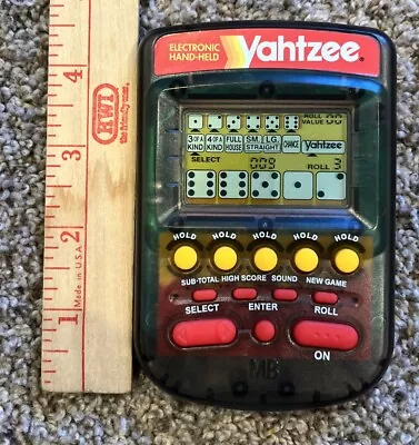 Vintage 1995 Yahtzee Milton Bradley LCD Clear Black Handheld Electronic Game • $12.50